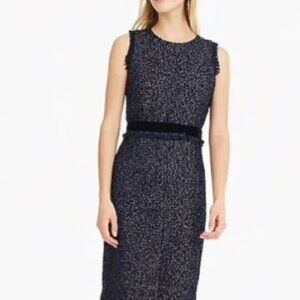 J. Crew Textured Black and Gold Midi Dress